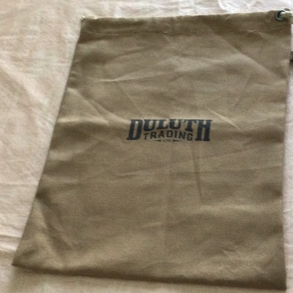 Duluth Trading Co. Duster Bag color Brown with pull string.